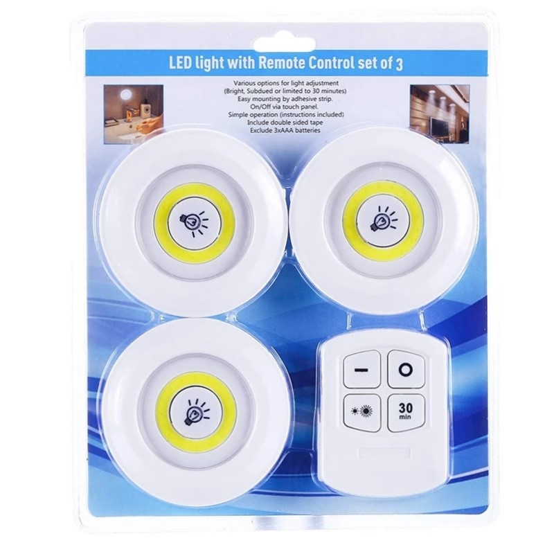 POWERMASTER ÜÇLÜ KUMANDALI PİLLİ DOKUNMATİK PORTATİF COB LED IŞIK AYDINLATMA
