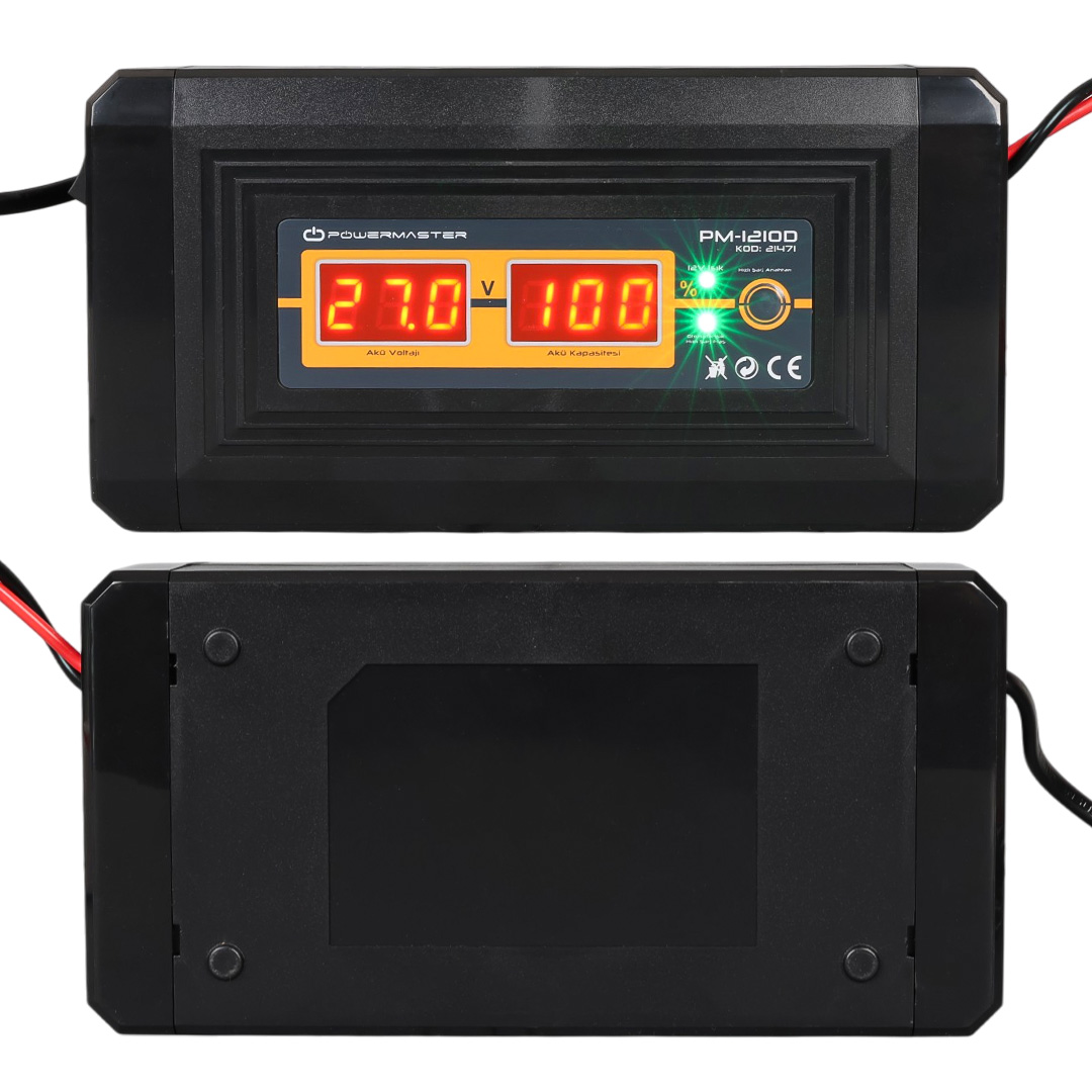 POWERMASTER SON-1210D 12 VOLT/24 VOLT - 10 AMPER DİGİTAL EKRANLI AKILLI KURU - ASİT - JEL AKÜ ŞARJ CİHAZI