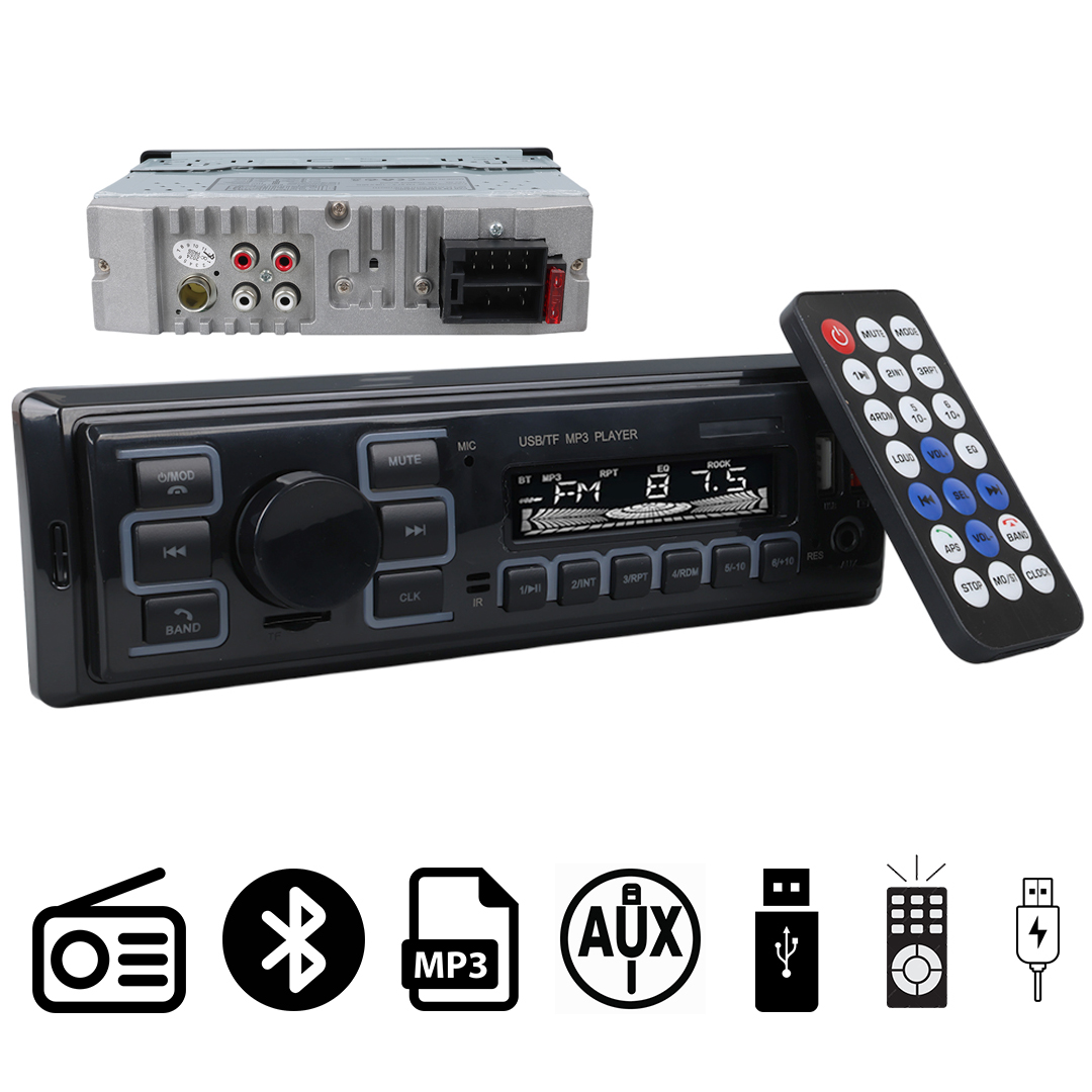 CARSTAR CS-970 7 RENKLİ ÇİFT USB/SD/FM/AUX/BLUETOOTH KUMANDALI OTO TEYP 4X60 WATT