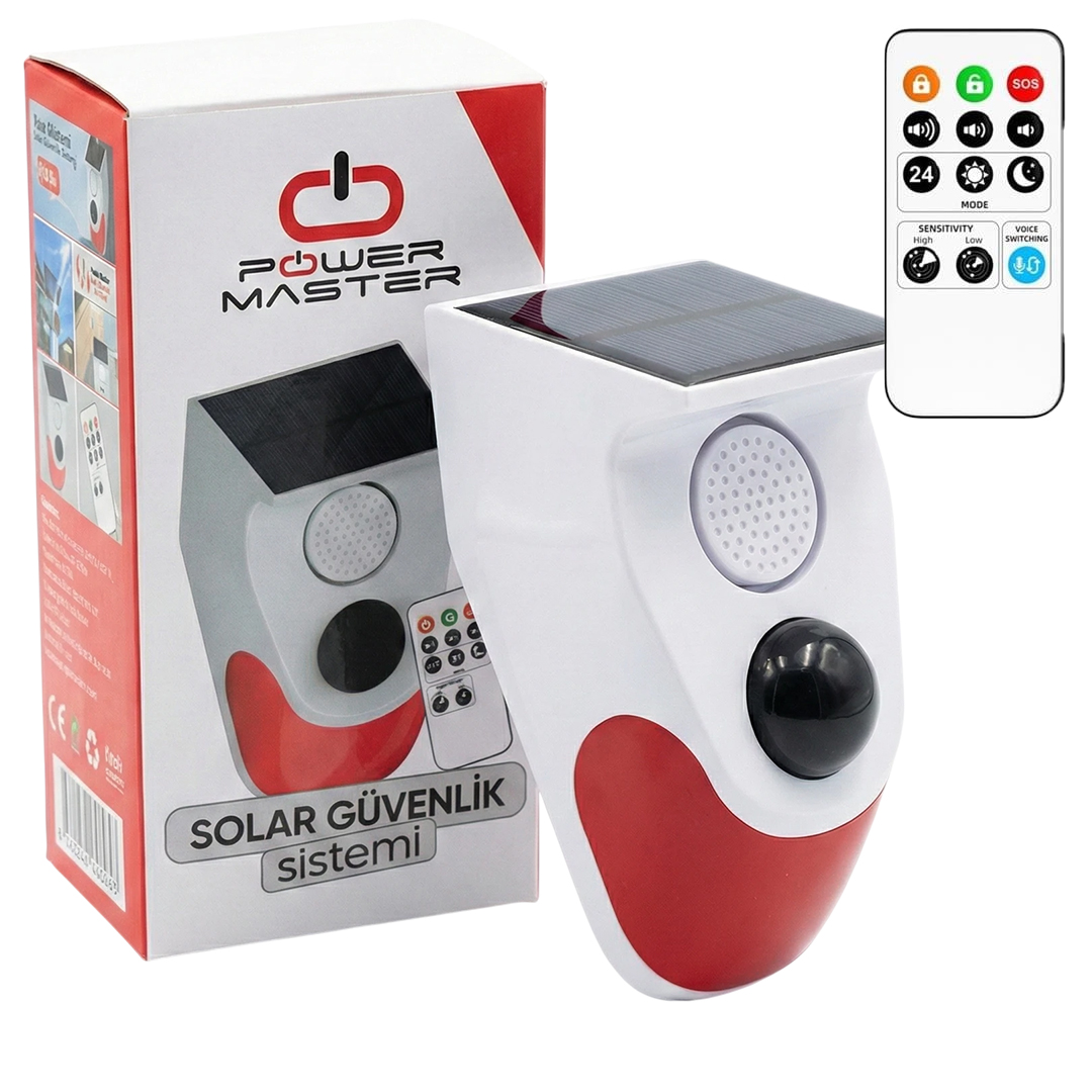 POWERMASTER PM-26240 KUMANDALI SOLAR SESLİ IŞIKLI 120DB ALARM SİSTEMİ