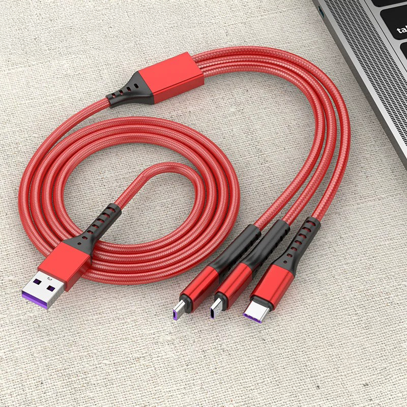 POWERMASTER PM-26336 3IN1 KIRMIZI 1.2 METRE (MICRO USB - LIGHTNING - TYPE C) TELEFON ŞARJ KABLOSU