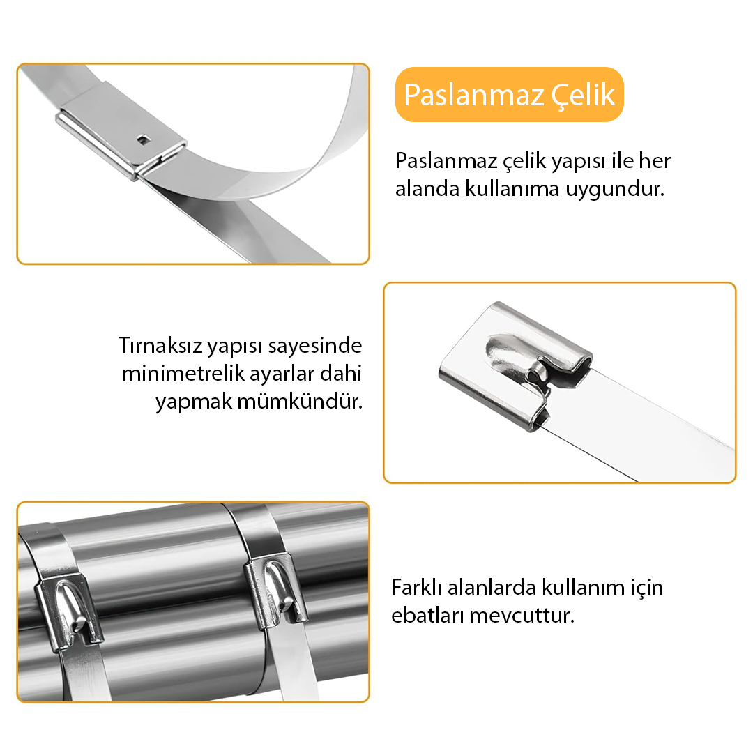 POWERMASTER PM-26362 304 PASLANMAZ ÇELİK KABLO BAĞI 7.9X200MM 100LÜK PAKET