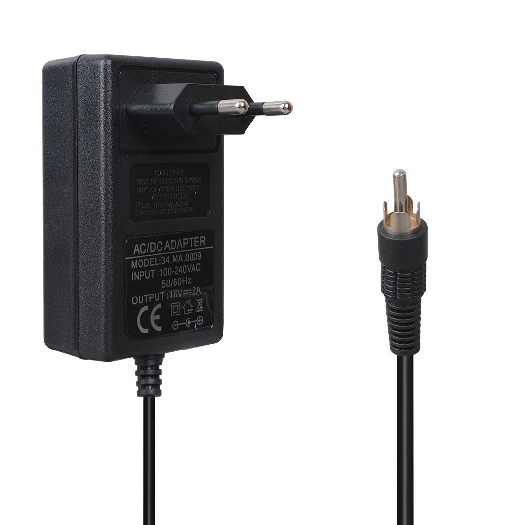 POWERMASTER PM-4735 * 34.MA.0009  16 VOLT - 2 AMPER TOS FİŞLİ RCA UÇLU PRİZ TİPİ SANTRAL ADAPTÖRÜ
