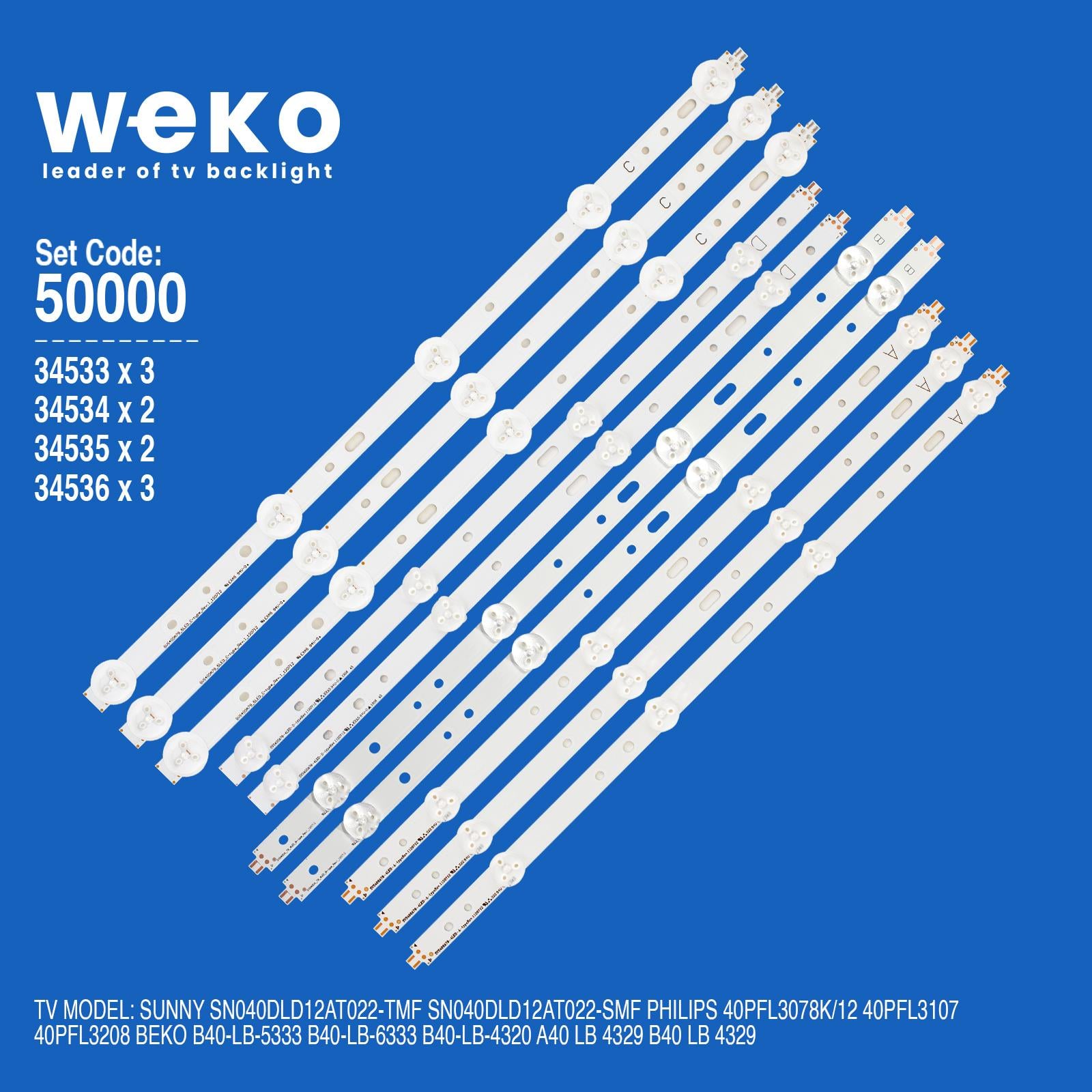 WKSET-5000 34533X3 34534X2 34535X2 34536X3 SVS400A79 10 ADET LED BAR