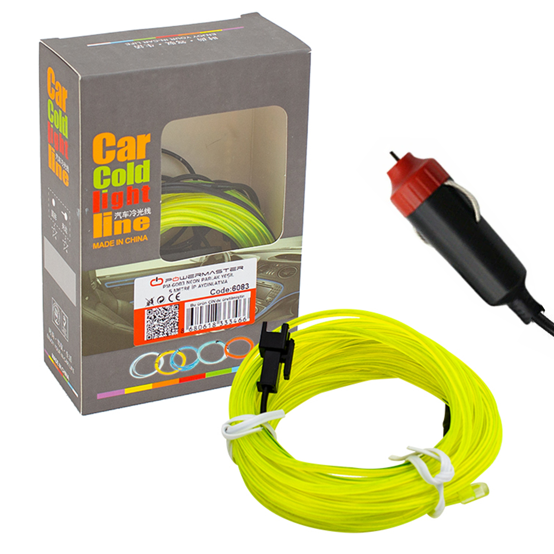 POWERMASTER PM-6083 NEON PARLAK (FLORASAN) YEŞİL 5 METRE İP AYDINLATMA (5 VOLT USB ADAPTÖRLÜ)