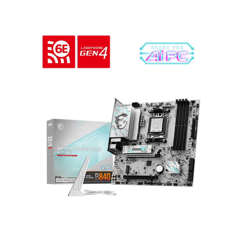 MSI B840M GAMING PLUS WIFI6E DDR5 8000MT/S 1XHDMI 2XM.2 AM5 MATX (AMD AM5 9000/8000/7000 SERİLERİ İLE UYUMLU) 