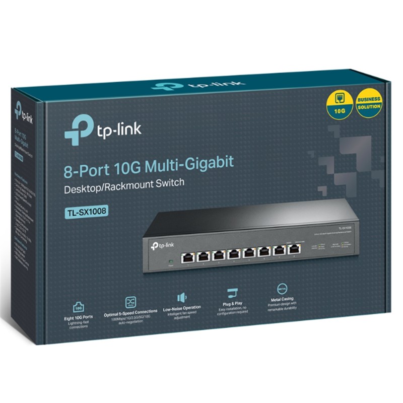 TP-LINK TL-SX1008 8 PORT 10G MULTI GIGABIT RJ45 METAL KASA RACKMOUNT SWITCH 