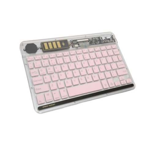 Kruxon ZR612 RGB ŞEFFAF PEMBE BLUETHOOTH KLAVYE