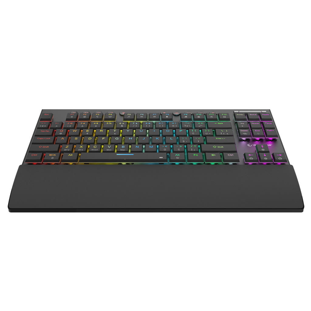 RAMPAGE BERU, Siyah, 2.4Ghz ve Bluetooth Kablosuz, RGB Lighting, RED Switch MECHANICAL, ABS Case, 1000mAh Bataryalı Gaming Klavye
