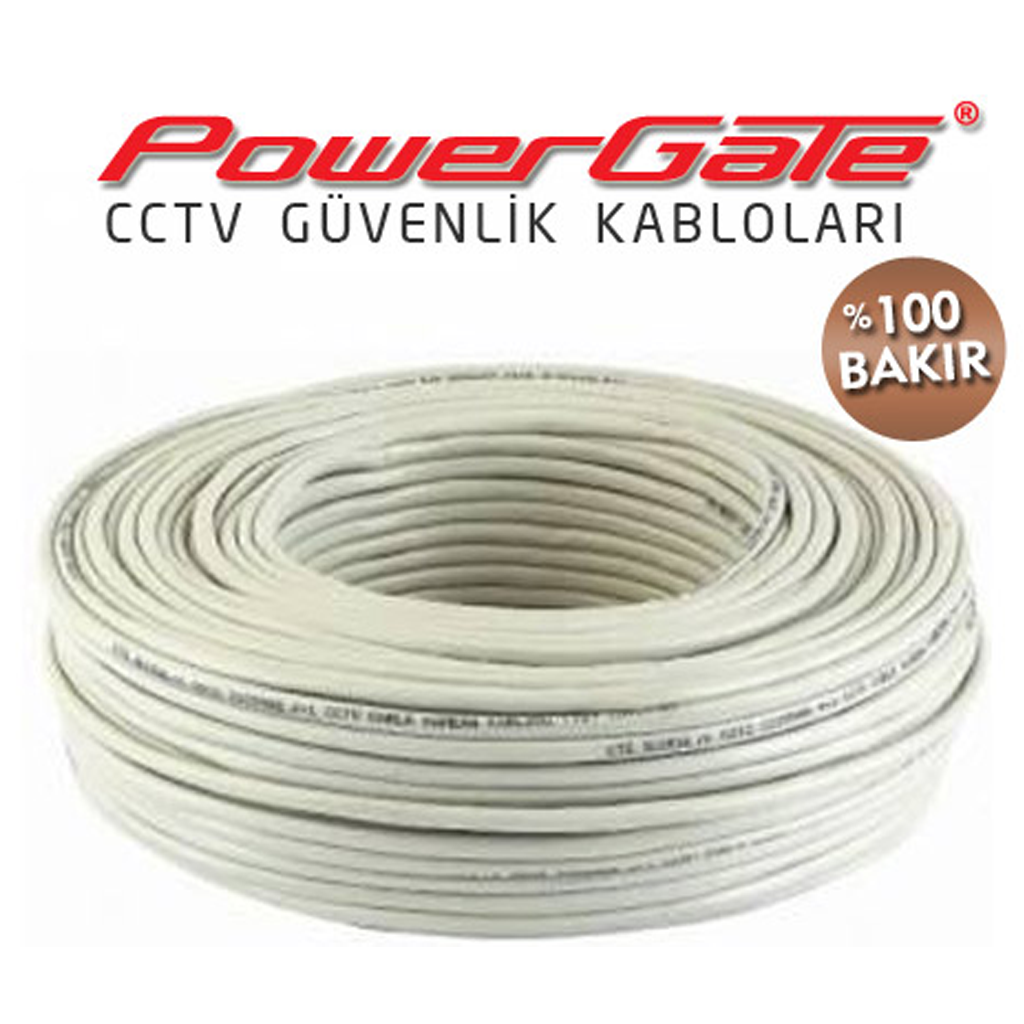 PowerGate CELL2 91mt, 2+1 (2x0,22+0,22) %100 Bakır, CCTV Güvenlik Kablosu