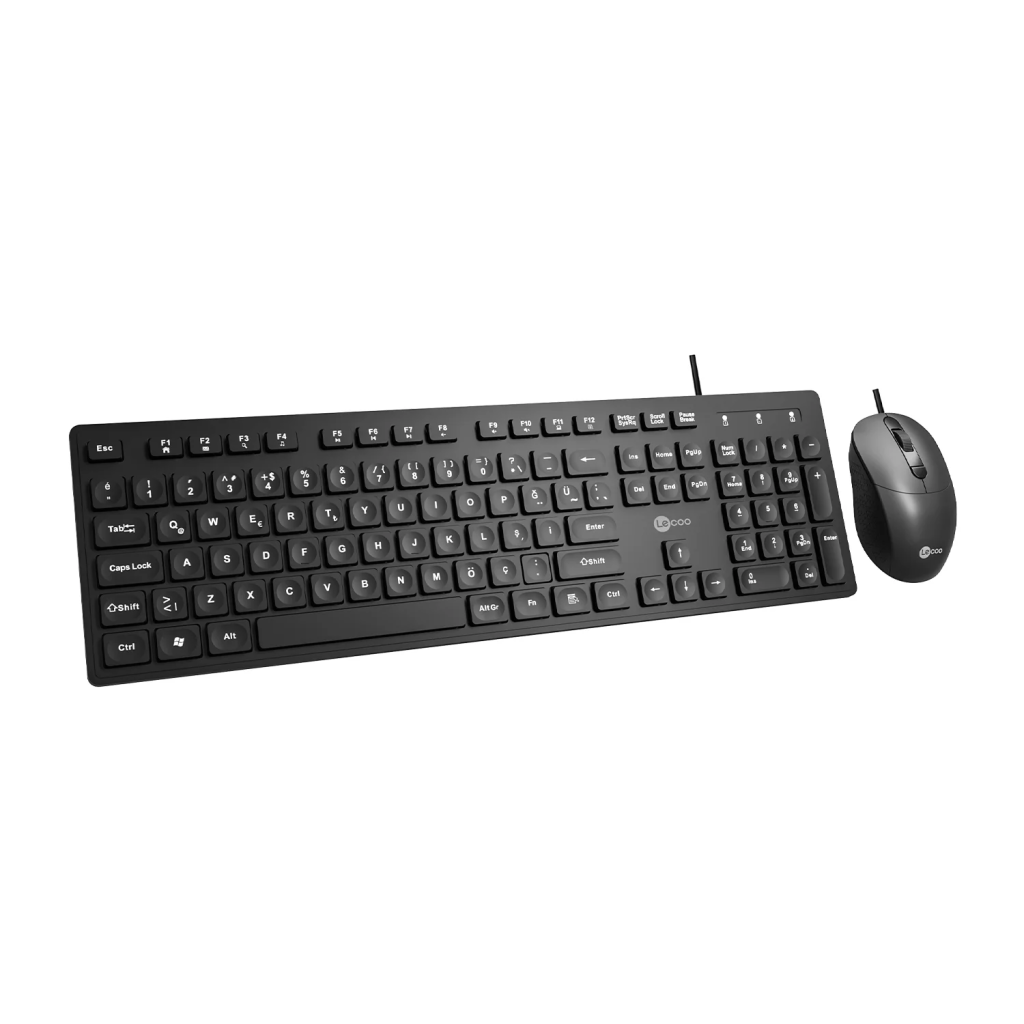 LECOO CM102, Siyah, Multimedya, Türkçe Q, USB Kablolu, Klavye Mouse Set
