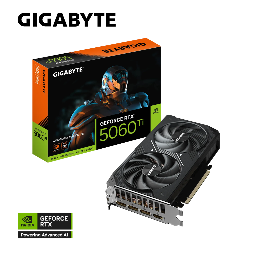 GIGABYTE GV-N506TWF2MAX OC-16GD, RTX5060TI, WINDFORCE MAX OC, 16Gb, GDDR7, 128BIT, 2 Fanlı, 1xHDMI, 3xDP, GAMING Ekran KARTI