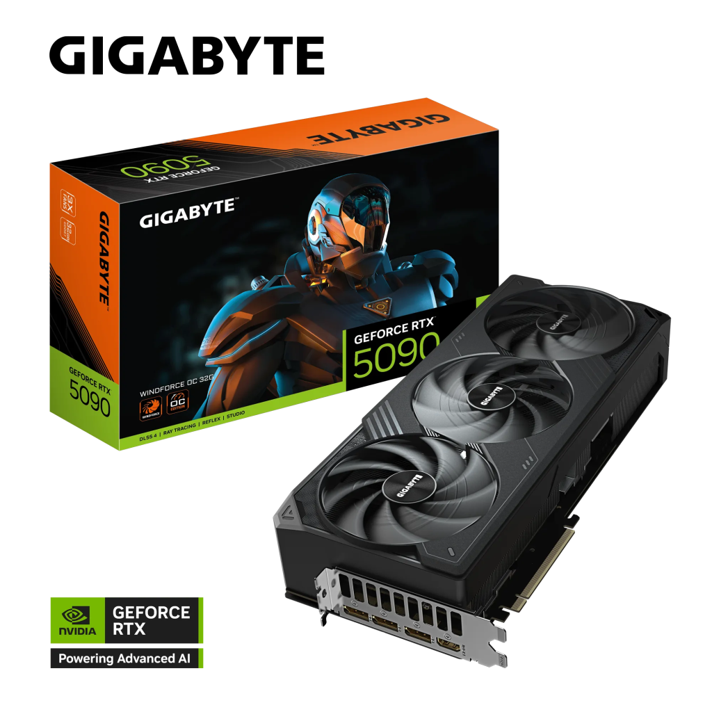 GIGABYTE GV-N5090WF3OC-32GD, RTX5090, WINDFORCE OC, 32Gb, GDDR7, 512BIT, 3 Fanlı, 1xHDMI, 3xDP, GAMING Ekran KARTI