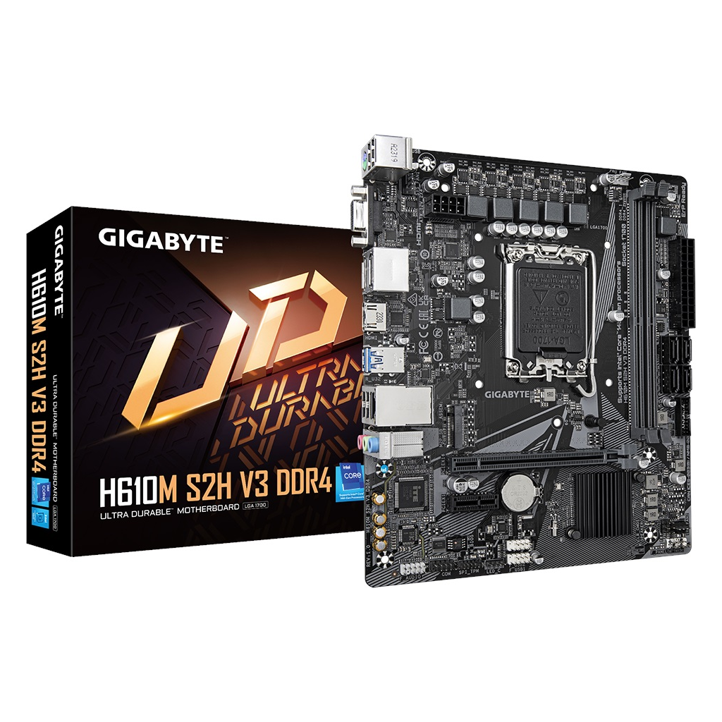 GIGABYTE H610M S2H V3, DDR4, rev1.0, 2xDDR4, M.2, D-SUB, HDMI, DP, 12-13.14.Nesil, LGA1700 Soket, Anakart