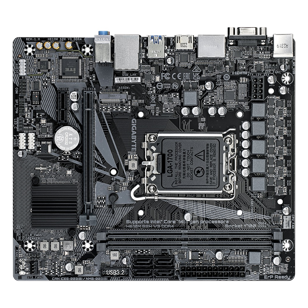 GIGABYTE H610M S2H V3, DDR4, rev1.0, 2xDDR4, M.2, D-SUB, HDMI, DP, 12-13.14.Nesil, LGA1700 Soket, Anakart