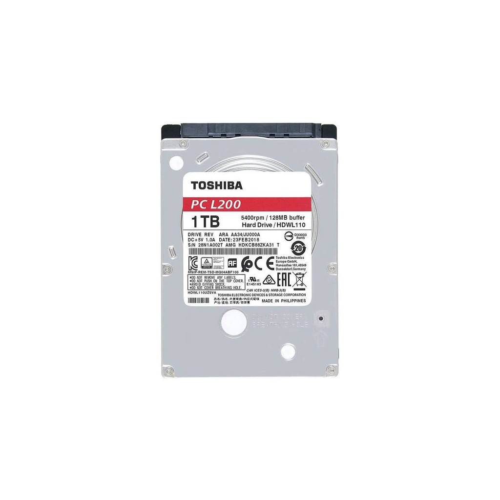 TOSHIBA L200, Notebook HDD, HDWL110UZSVA, 2.5", 1TB, 128Mb, 5400 Rpm, Notebook HDD (Türkiye Distribütörü Garantili)