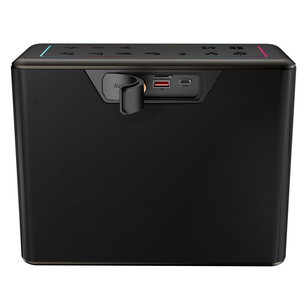 MICROLAB M60 Vega, 100W, Taşınabilir, BT/USB/AUX/TF/Type-C, RGB Işıklı, 15000mAh Batarya, 2adet Mikrofon, Karaoke/Parti, Bluetooth Speaker,