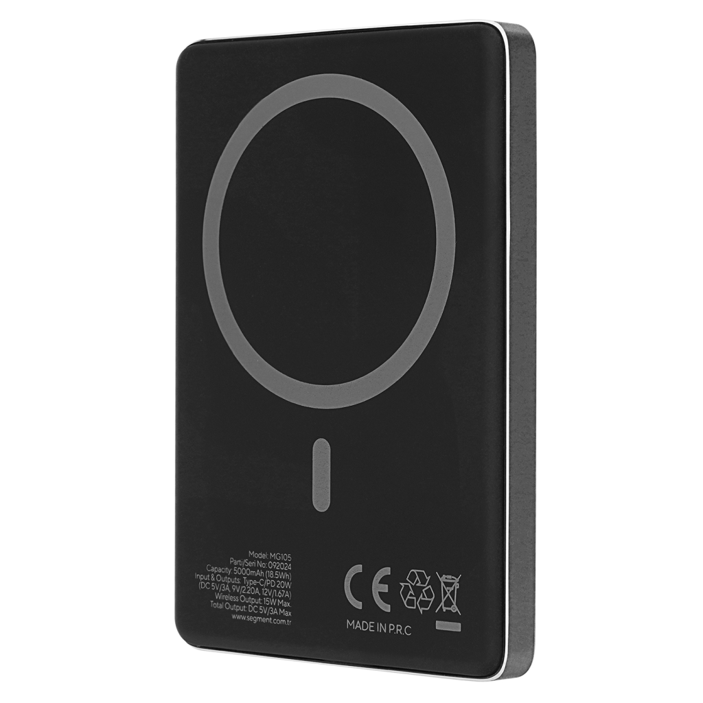 S-LINK MG105, Magsafe, Gri, 5.000mAh, 2xType-C, 4 LED Göstergeli, PowerBank