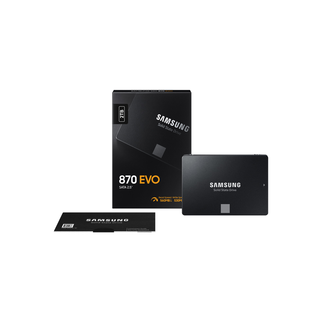 SAMSUNG MZ-77E2T0BW 870 EVO 2TB 560/530, 2,5" SATA SSD (Türkiye Distribütörü Garantili)