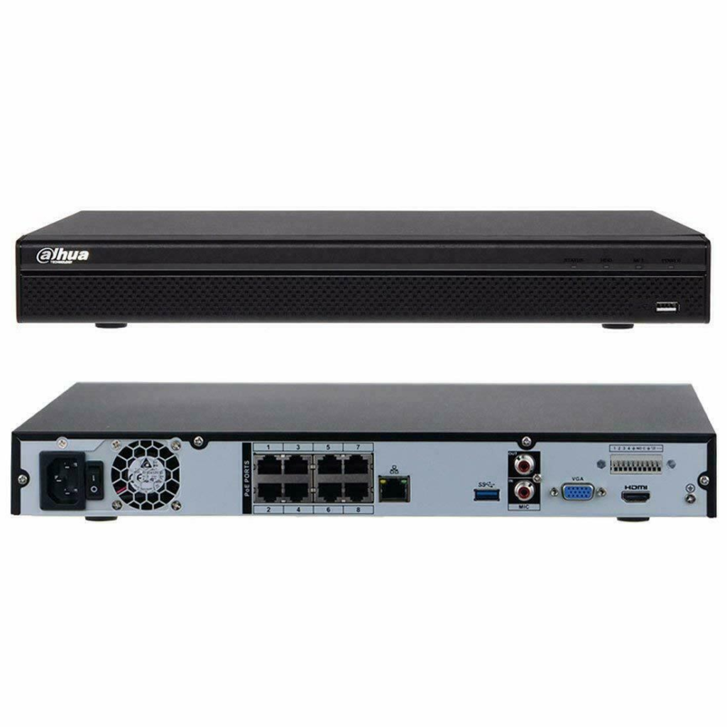 DAHUA  NVR4208-8P-4KS3, 8Kanal POE, 12Mpix, H265+, 2 HDD Desteği, 1080P Kayıt, 160Mbps Bant Genişliği, NVR