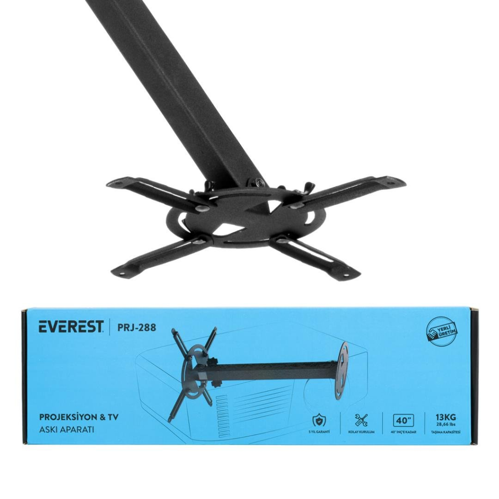 Everest PRJ-288 Teleskopik Projeksiyon ve Monitör Askı Aparatı 13 Kg Taşıma