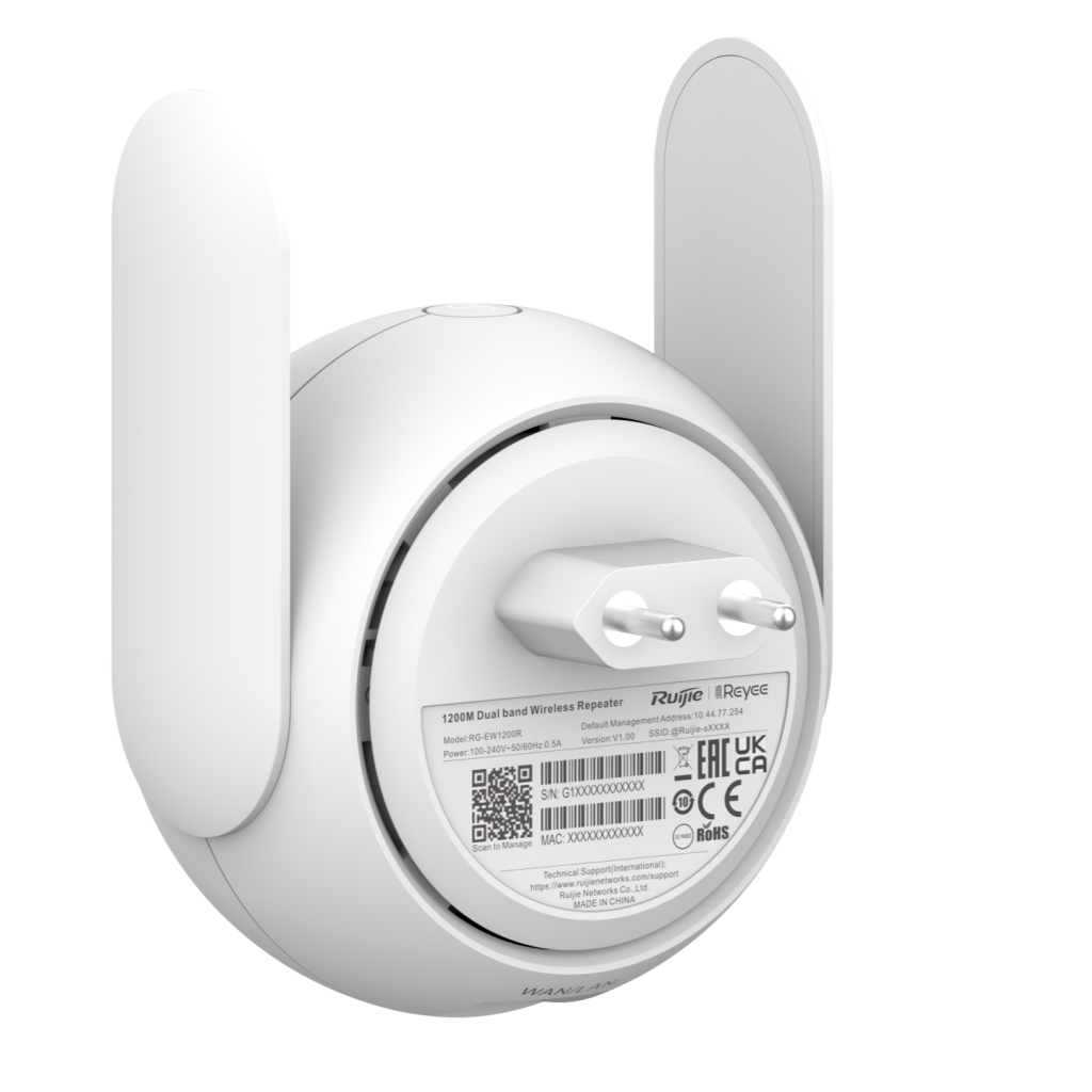 RUIJIE Reyee RG-EW1200R Priz Tipi Wi-Fi Extender,  867Mbps, 1 Port Megabit