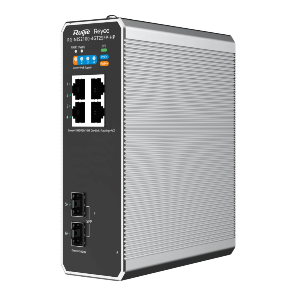 RUIJIE REYEE RG-NIS2100-4GT2SFP-HP  4 Port  GigaBit PoE, 120W,  2Port SFP, Endüstriyel Switch