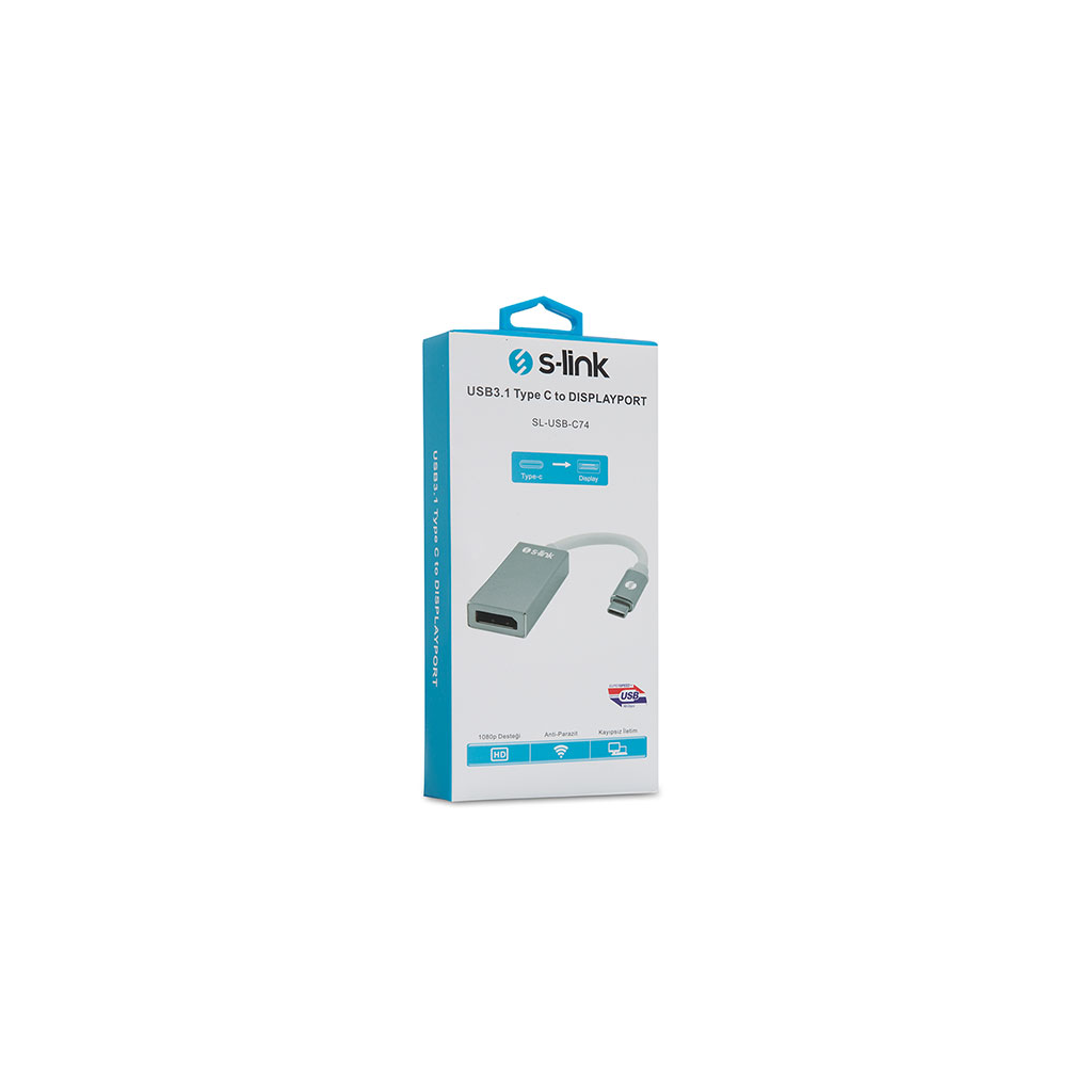S-LINK SL-USB-C74, Type-C to DISPLAY PORT (DP) Metal, Çevirici