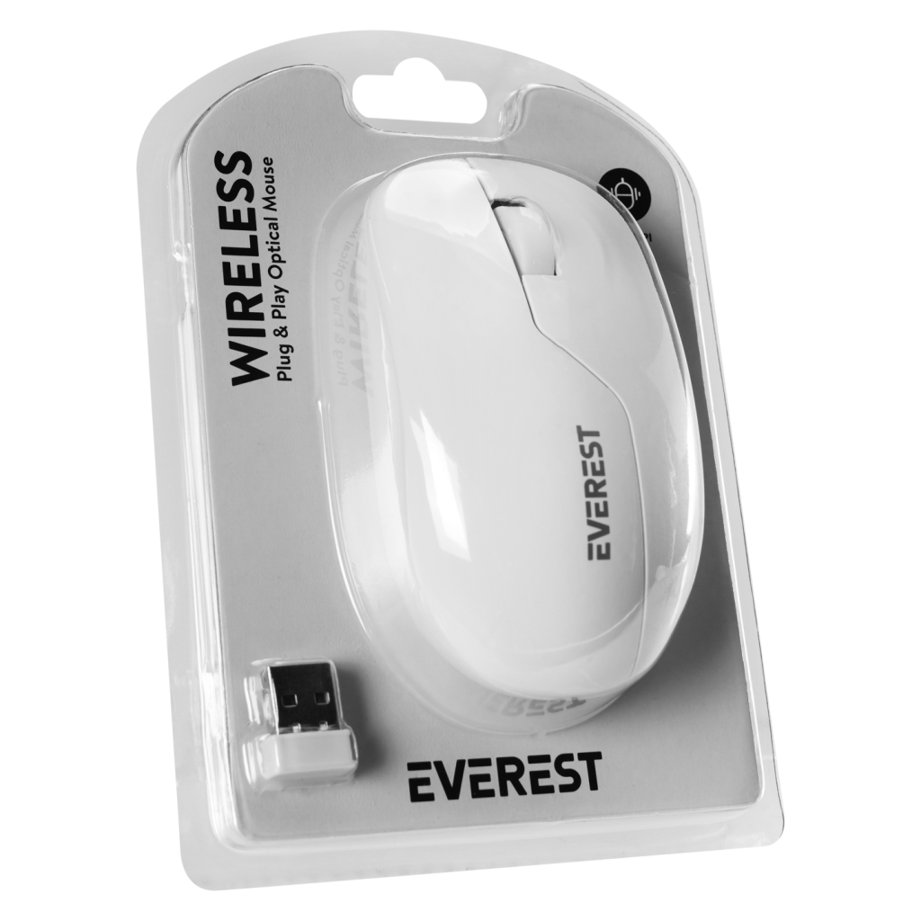 EVEREST SMW-973, Beyaz, USB Nano 2,4G Kablosuz, 1200dpi, Optik, 4 Tuşlu, Mouse