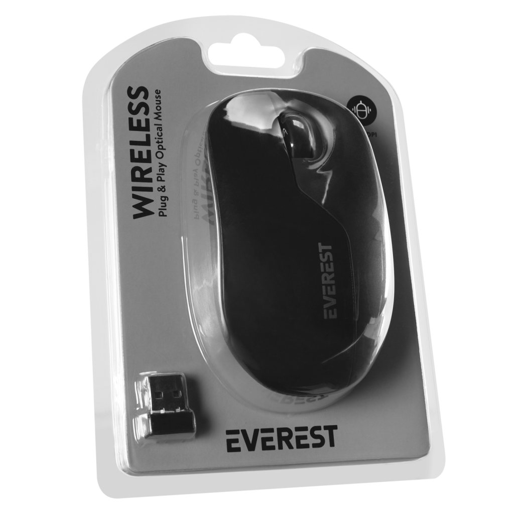 EVEREST SMW-973, Siyah, USB Nano 2,4G Kablosuz, 1200dpi, Optik, 4 Tuşlu, Mouse