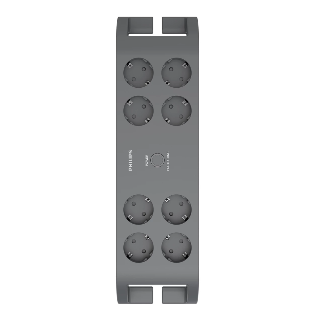 PHILIPS SPN3180A/62, 8 Soket, Akım Korumalı Priz, 2400 Joules, 2Mt Kablo, (Gri)