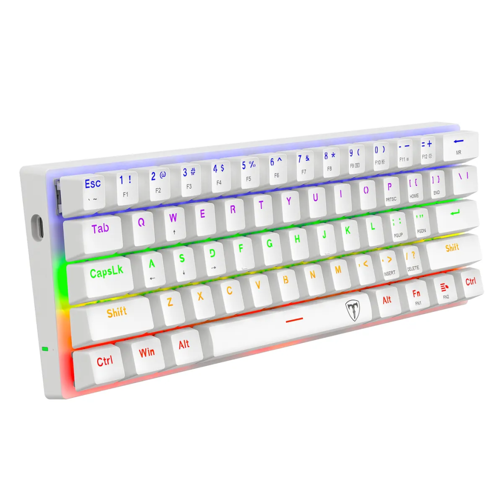 T-DAGGER ARENA LITE, T-TGK321W-LIT, USB Kablolu, ingilizce Q, Rainbow Backlight, Red Mekanik Switch, 61 Tuşlu, Gaming Klavye (Beyaz)