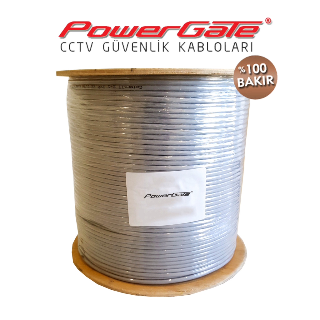PowerGate VIA 292mt, 2+1 (2x0,22+0,22) %100 Bakır, CCTV Güvenlik Kablosu
