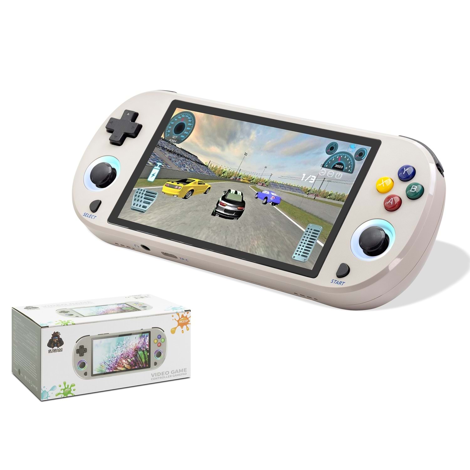 Kruxon ND757 Retro El Oyun Konsolu 5 İnç Ekran Çift Çekirdek 128 GB RGB Aydınlatmalı Beyaz
