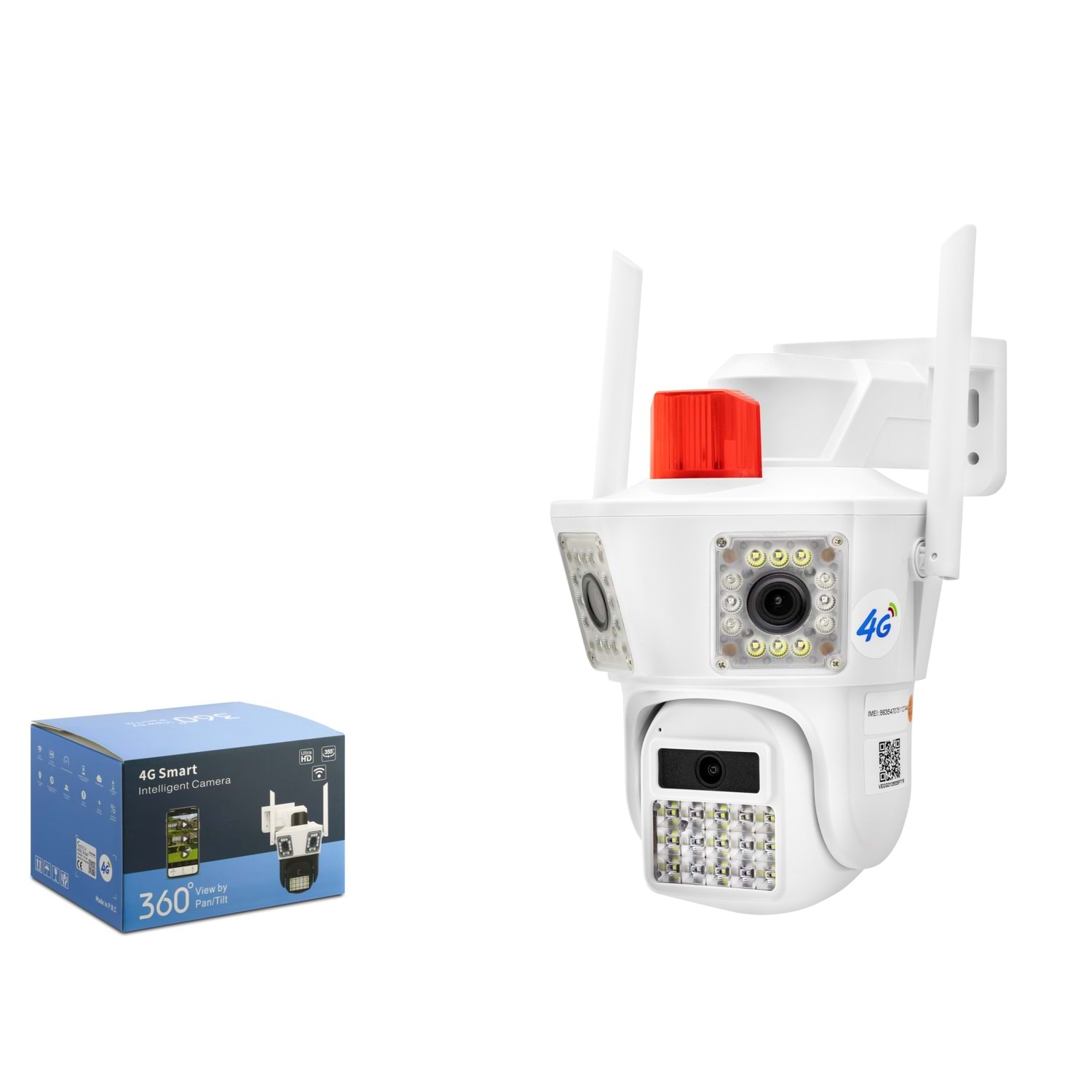 RADEX RX-45AI 4G SIM Kartlı Speed Dome IP Güvenlik Kamerası 2 Lens 2×3MP - Beyaz