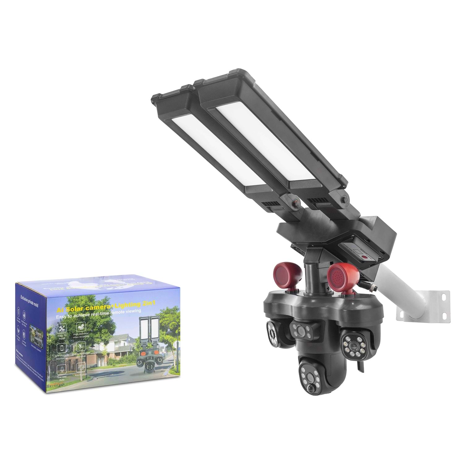 VENAS ON-SG5220 Solar 4G SIM Kartlı IP Güvenlik Kamerası 2 Lens 2×2MP Yoosee - Siyah
