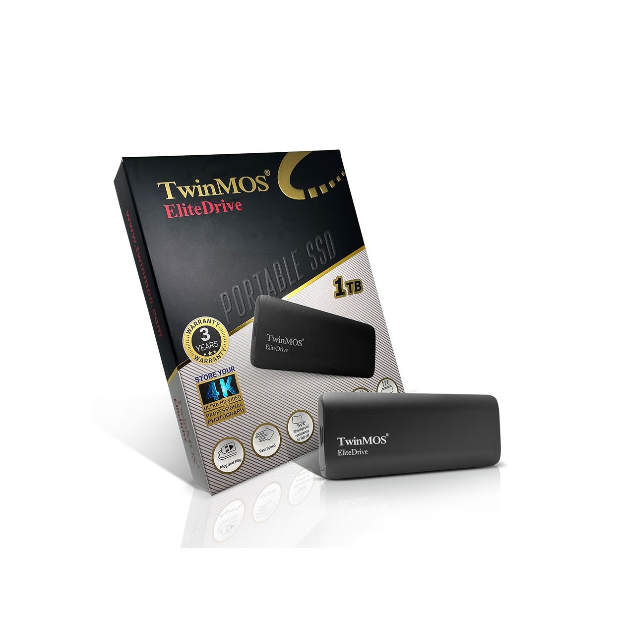 TWINMOS EXTERNAL SSD 1TB USB3.2/TYPE-C SIYAH HARICI SSD PSSDGGBMED32 
