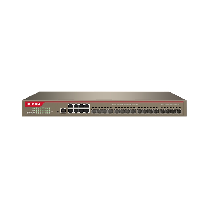 IP-COM G5324-16F 16 PORT 1G SFP + 8 PORT BAKIR 10/100/1000 L3 YÖNETİLEBİLİR RACK MOUNT SWITCH METAL KASA