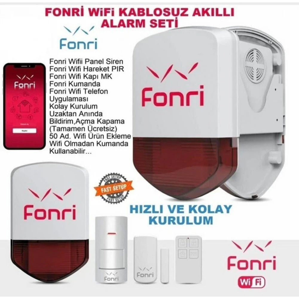 FONRİ 1G WIFI KABLOSUZ ALARM SET AKILLI EV VE GÜVENLİK PAKETİ 