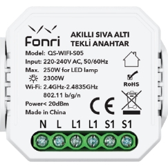 FONRİ WF3-EL3-0201-09 WIFI KABLOSUZ CPO01 AKILLI SIVAALTI TEKLİ ANAHTAR  