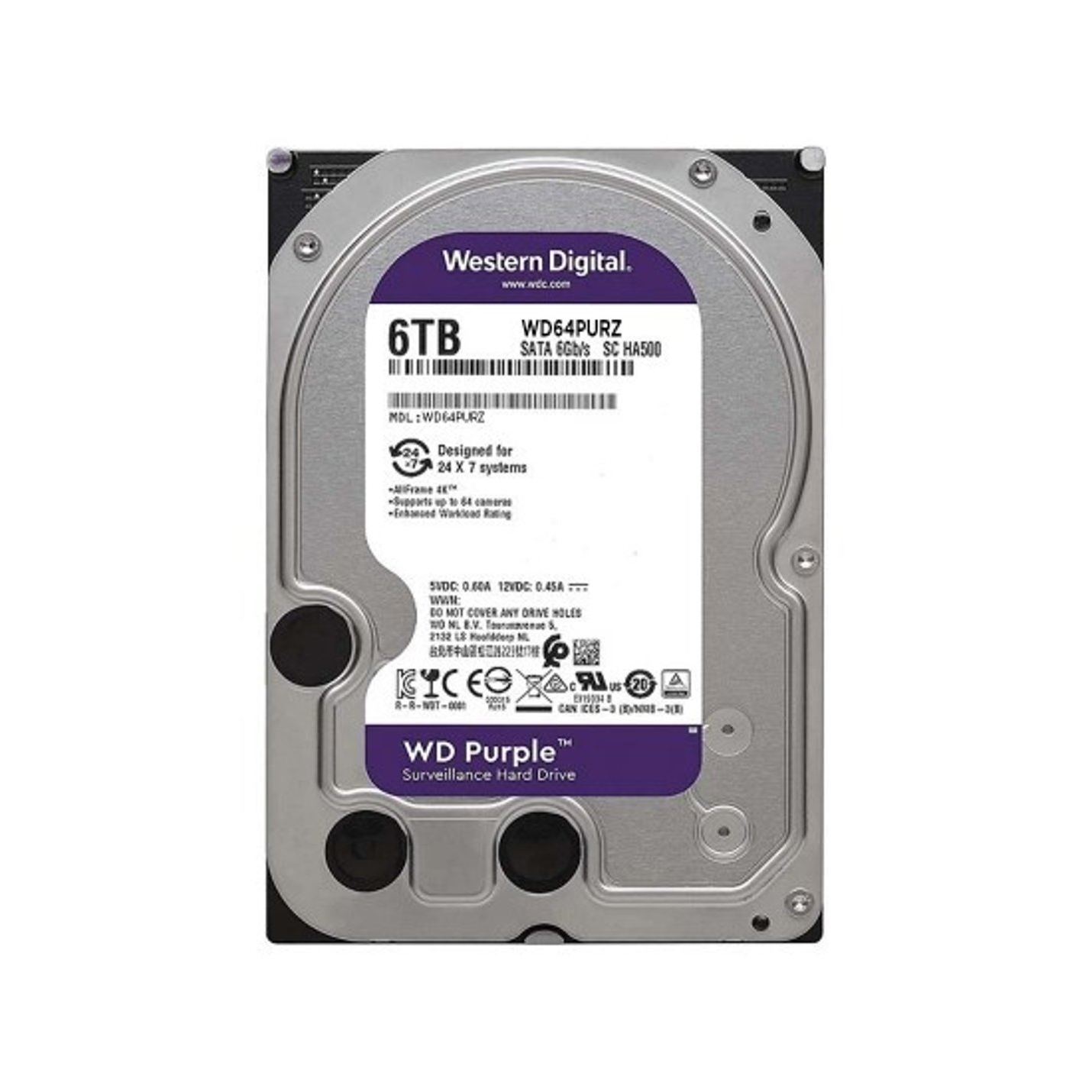 WD PURPLE 6TB 5400RPM 256MB SATA3 WD64PURZ 7/24 HDD RESMİ DİSTİ GARANTİLİ        