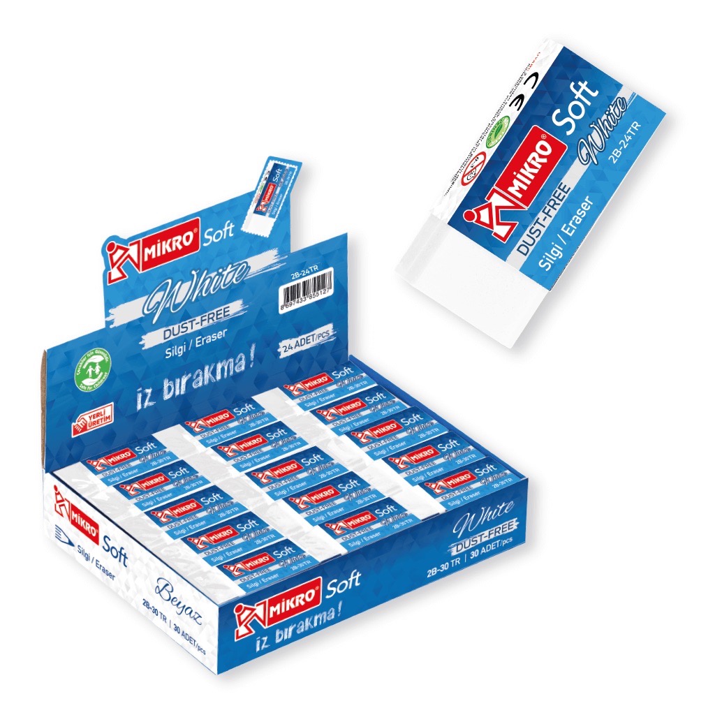 MİKRO 2B-24TR BEYAZ SOFT SİLGİ 24'LÜ*50