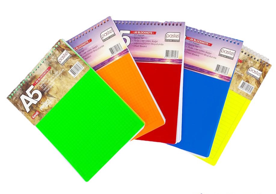 PASTEL A5 SPİRALLİ PPBLOKNOT KARELİ 6LI*16