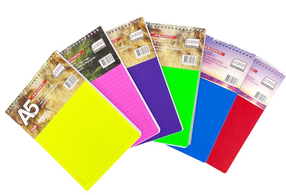 PASTEL A5 SPİRALLİ PPBLOKNOT ÇİZGİLİ 6'LI*16
