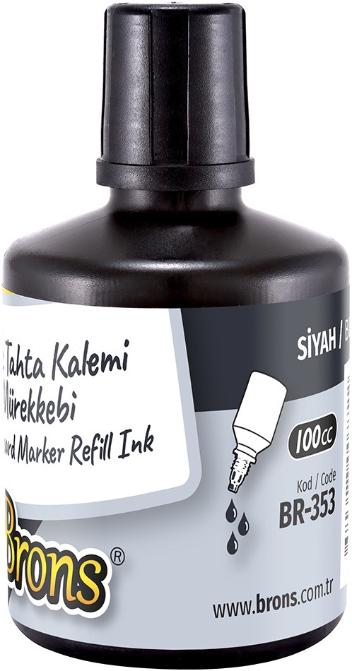 BRONS BR-353 TAHTA KALEMİ MÜREKKEBİ SİYAH 100CC 6LI *24