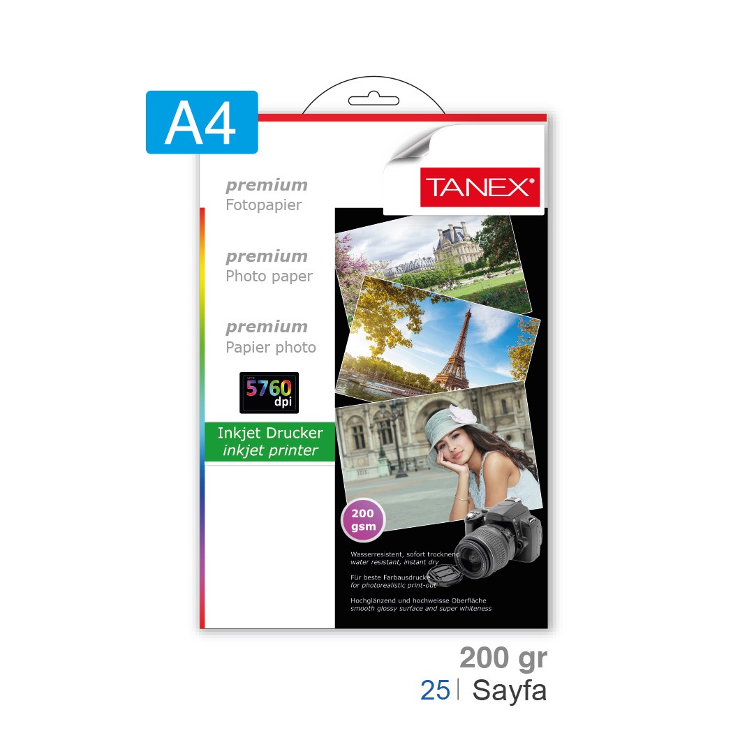 TANEX FOTOĞRAF KAĞIDI A4 200GR 25'Lİ *20