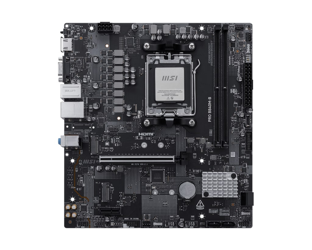 MSI PRO B840M-B AM5 DDR5 8000MHZ(OC) HDMI VGA 2X M.2 USB 5 GBS 2.5G LAN MATX