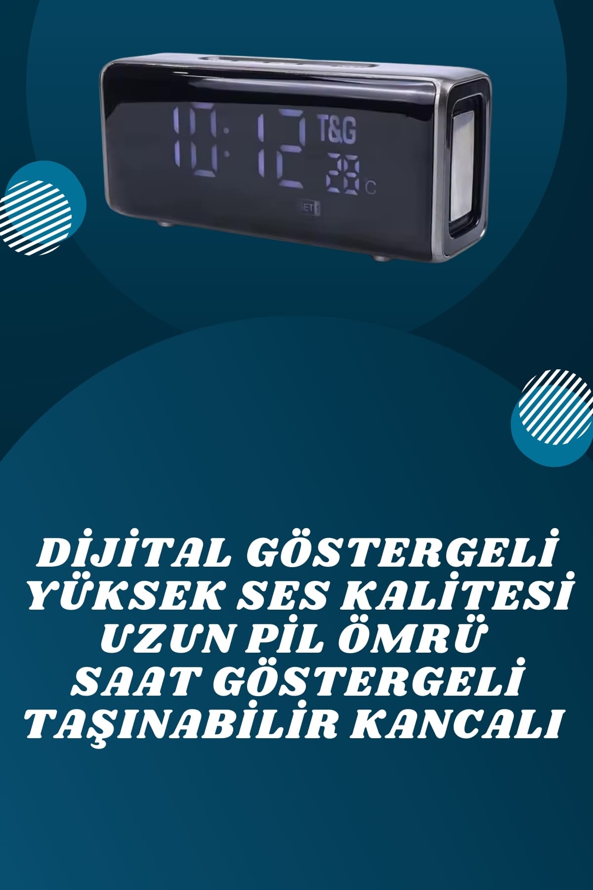 Dijital Göstergeli Bluetooth Hoparlör Speaker Taşınabilir Kancalı Saat Göstergeli