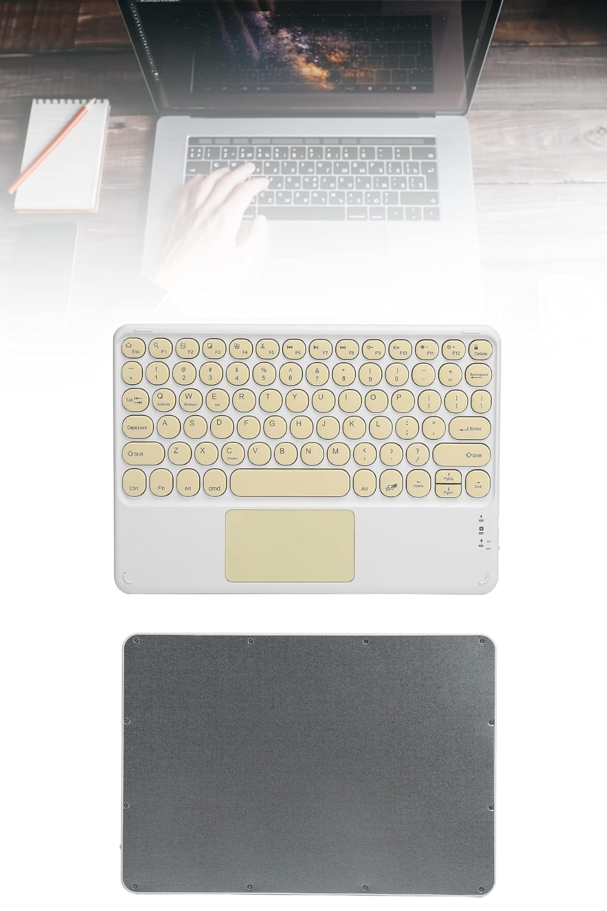 Touchpad Tüm Cihazlara Uyumlu Bluetooth Klavye Touchpad Slim Kablosuz Wifi Q Klavye