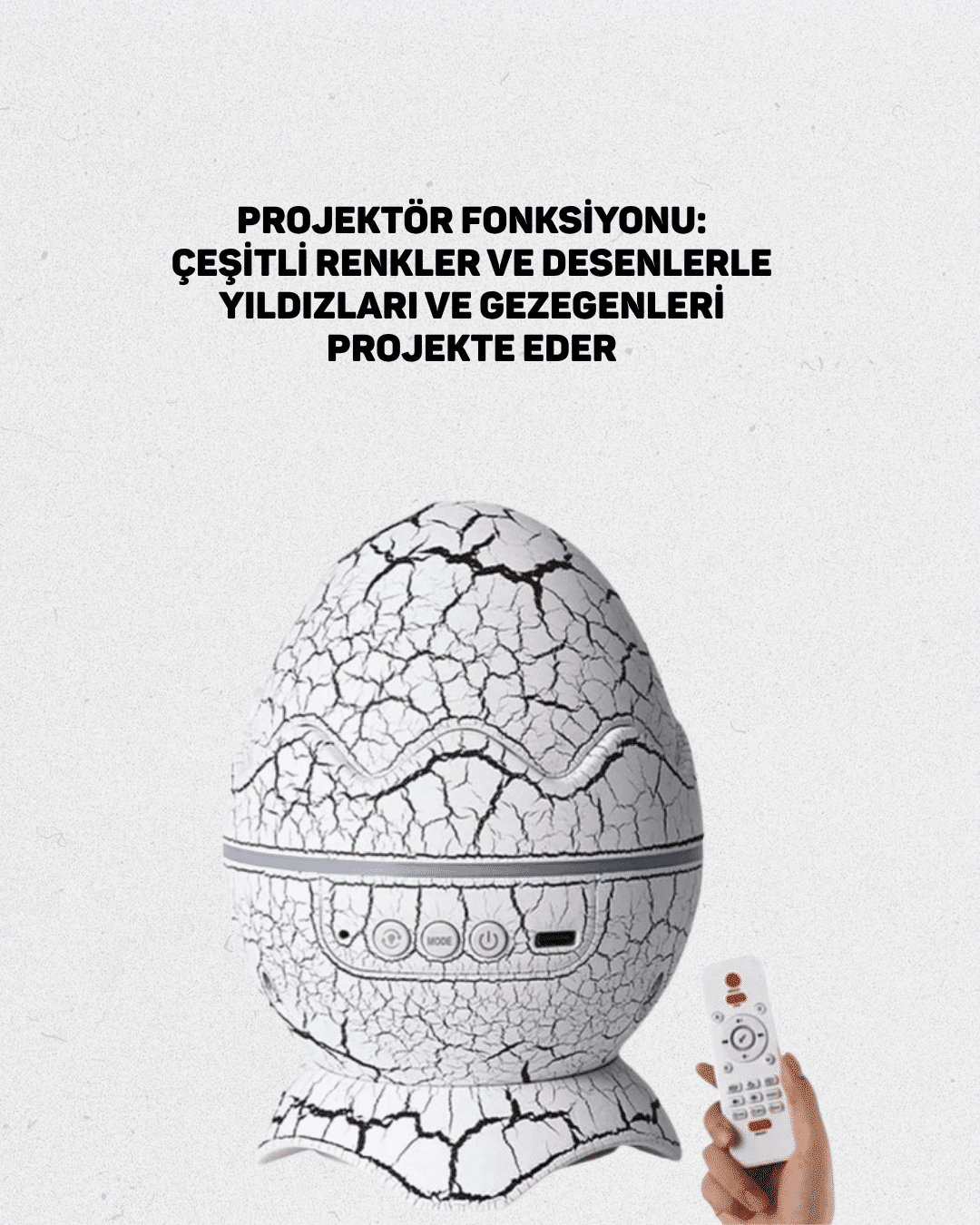 Dinozor Yumurtası Tasarımlı Projektörlü Gece Lambası